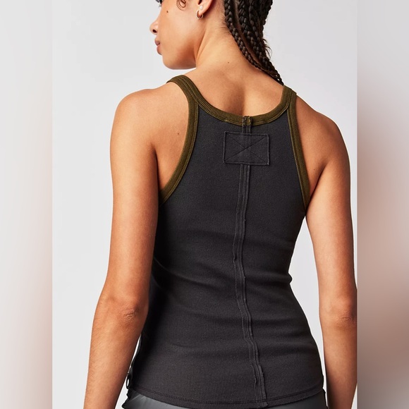 Free People Only One Ringer Gray Ribbed Tank Top - Picture 2 of 5